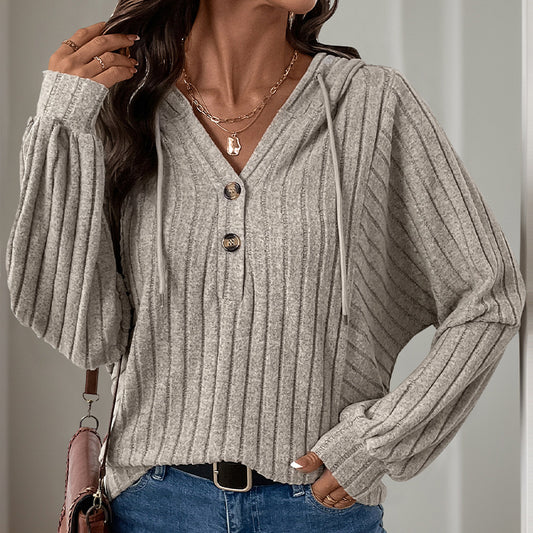 Damen Strickpullover mit Kapuze und Knopfdetail Stalluxe