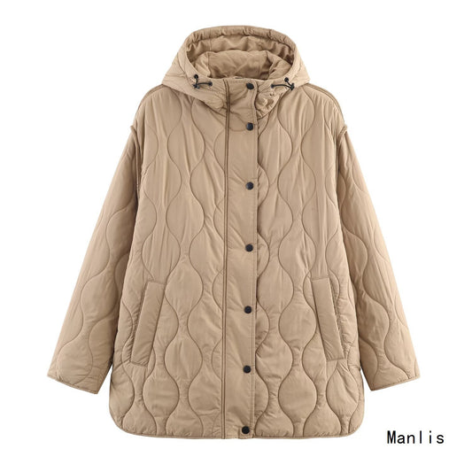 Damen modische gesteppte Übergangsjacke mit Kapuze und seitlichen Eingrifftaschen Stalluxe