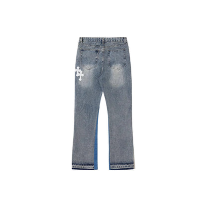 Damen kreative Jeans mit einzigartigen Farbblöcken und Detailapplikationen Stalluxe