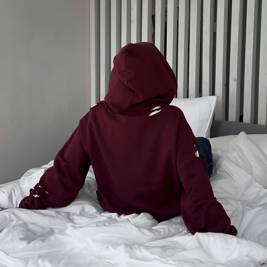 Damen Oversized Kapuzenpullover mit trendigen Rissdetails Stalluxe