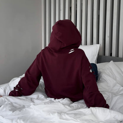 Damen Oversized Kapuzenpullover mit trendigen Rissdetails Stalluxe