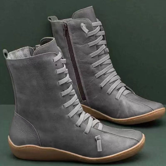 Damen elegante Schnürstiefel mit praktischem Reißverschluss Stalluxe