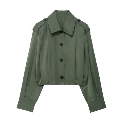 Damen cropped Blusenjacke mit elegantem Schnitt und Knopfdetails Stalluxe