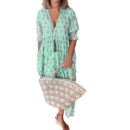Damen luftiges Baumwollmaxikleid mit eleganten Details Stalluxe