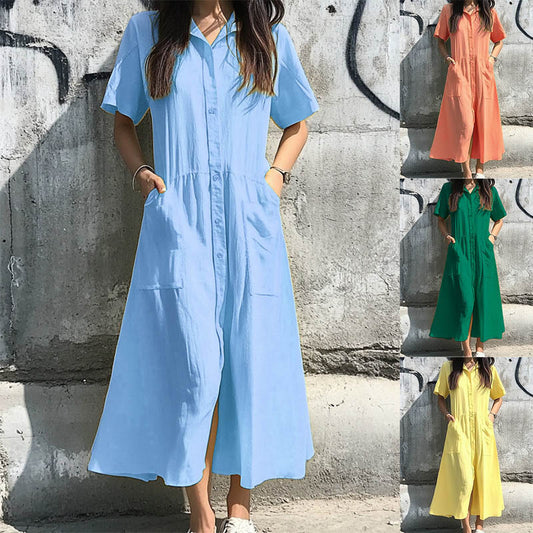 Damen Hemdkleid mit Knopfdetails und praktischen Taschen Stalluxe