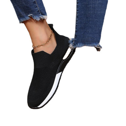 Damen Slip-On Sneakers mit atmungsaktivem Strick-Obermaterial und modischen Akzenten Stalluxe