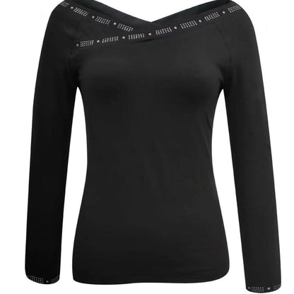 Damen Elegantes Oberteil mit schulterfreiem Design und funkelnden Strassdetails Stalluxe