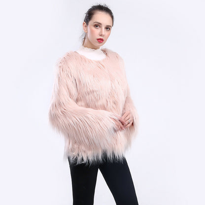 Damen Kuschelweicher Kunstfell-Mantel mit offenem Schnitt und langen Ärmeln Stalluxe