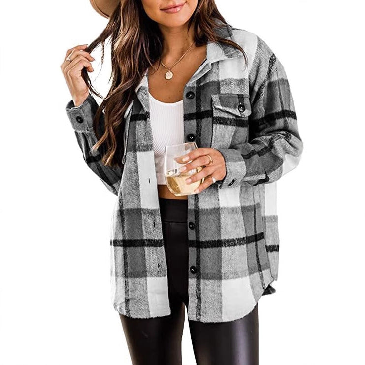 Damen Karierte Overshirt Jacke Stalluxe
