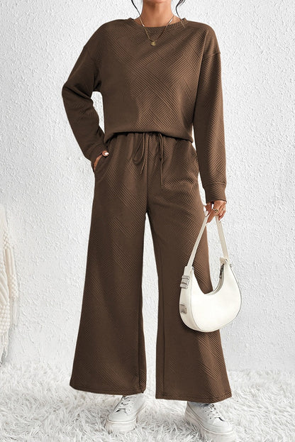 Damen Lässiges Lounge-Set mit weitem Schnitt und bindbarem Taillengürtel Stalluxe