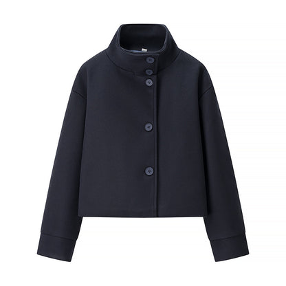 Damen trendige cropped Übergangsjacke mit elegantem Stehkragen und praktischen Knopfdetails Stalluxe