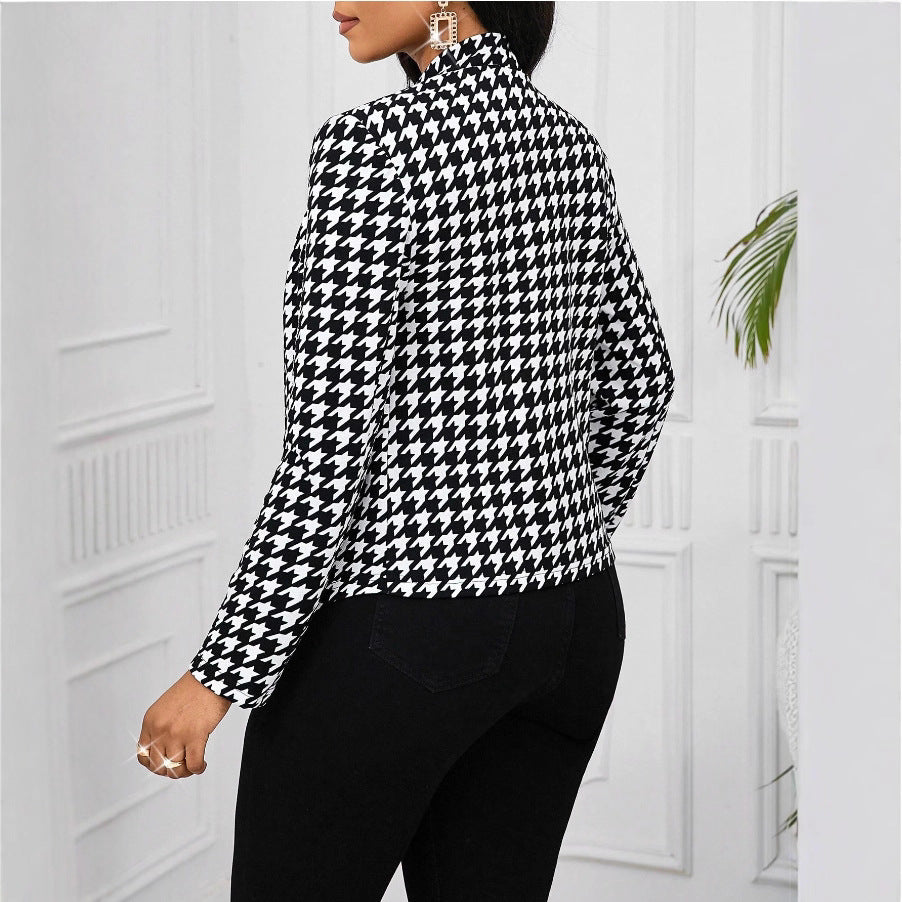 Damen modische Blazerjacke im Hahnentritt-Muster Stalluxe