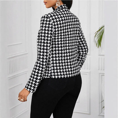 Damen modische Blazerjacke im Hahnentritt-Muster Stalluxe