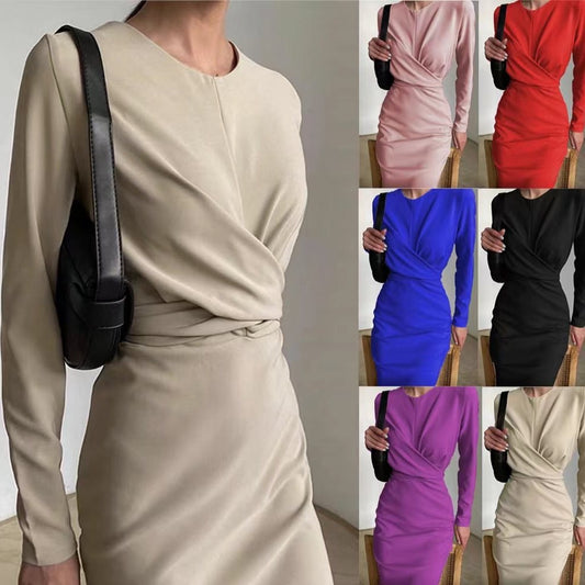 Damen Elegantes Wickelkleid mit Langarm und figurbetontem Schnitt Stalluxe