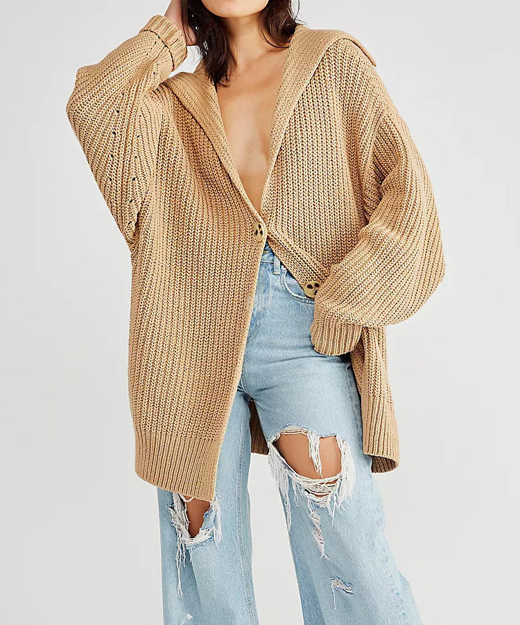 Damen Grobstrickjacke mit weiten Ärmeln und Kapuze Stalluxe