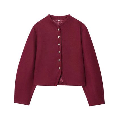 Damen elegante Kurzjacke mit Knopfverschluss und modernem Stoff Stalluxe