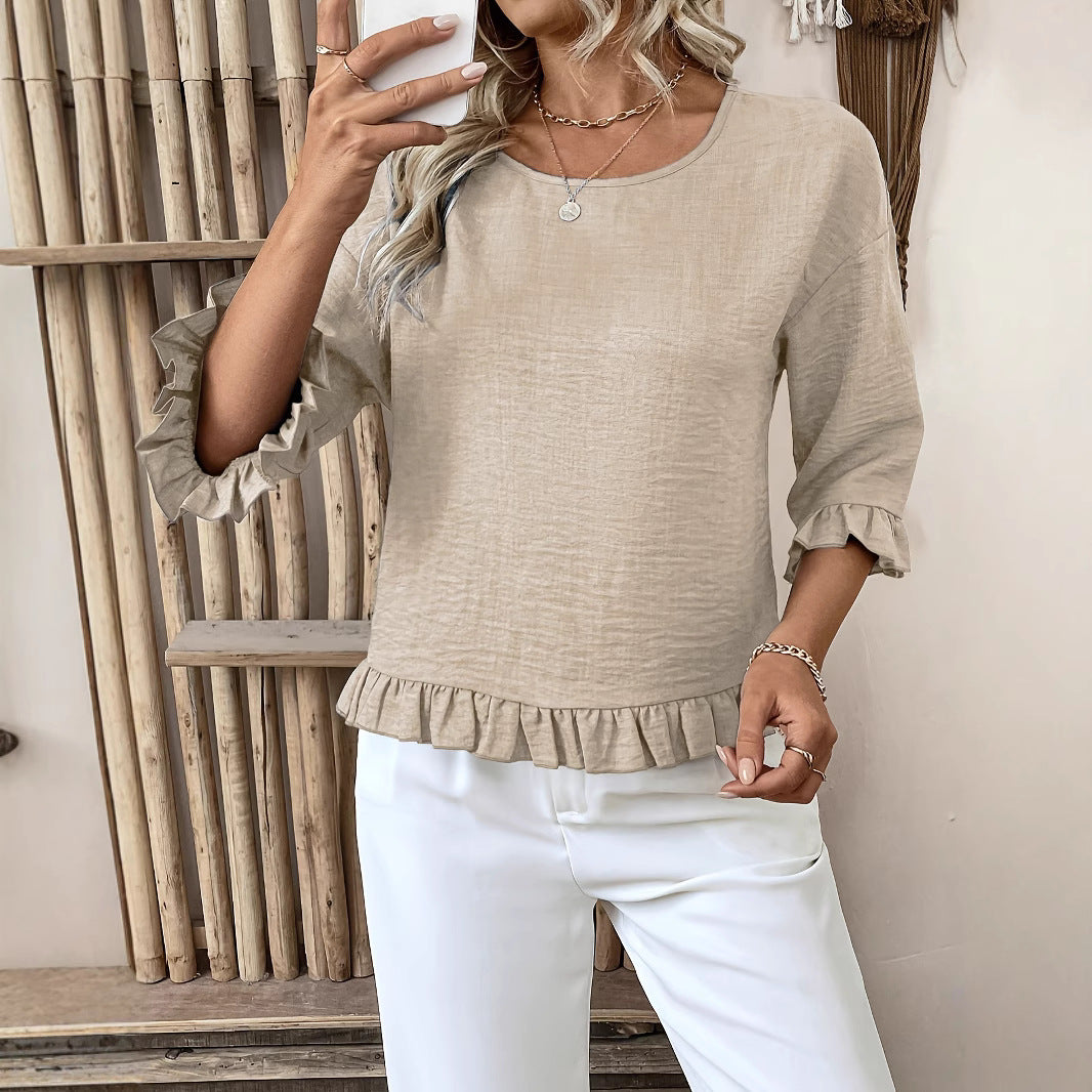Damen lässige Bluse mit Rüschen Stalluxe