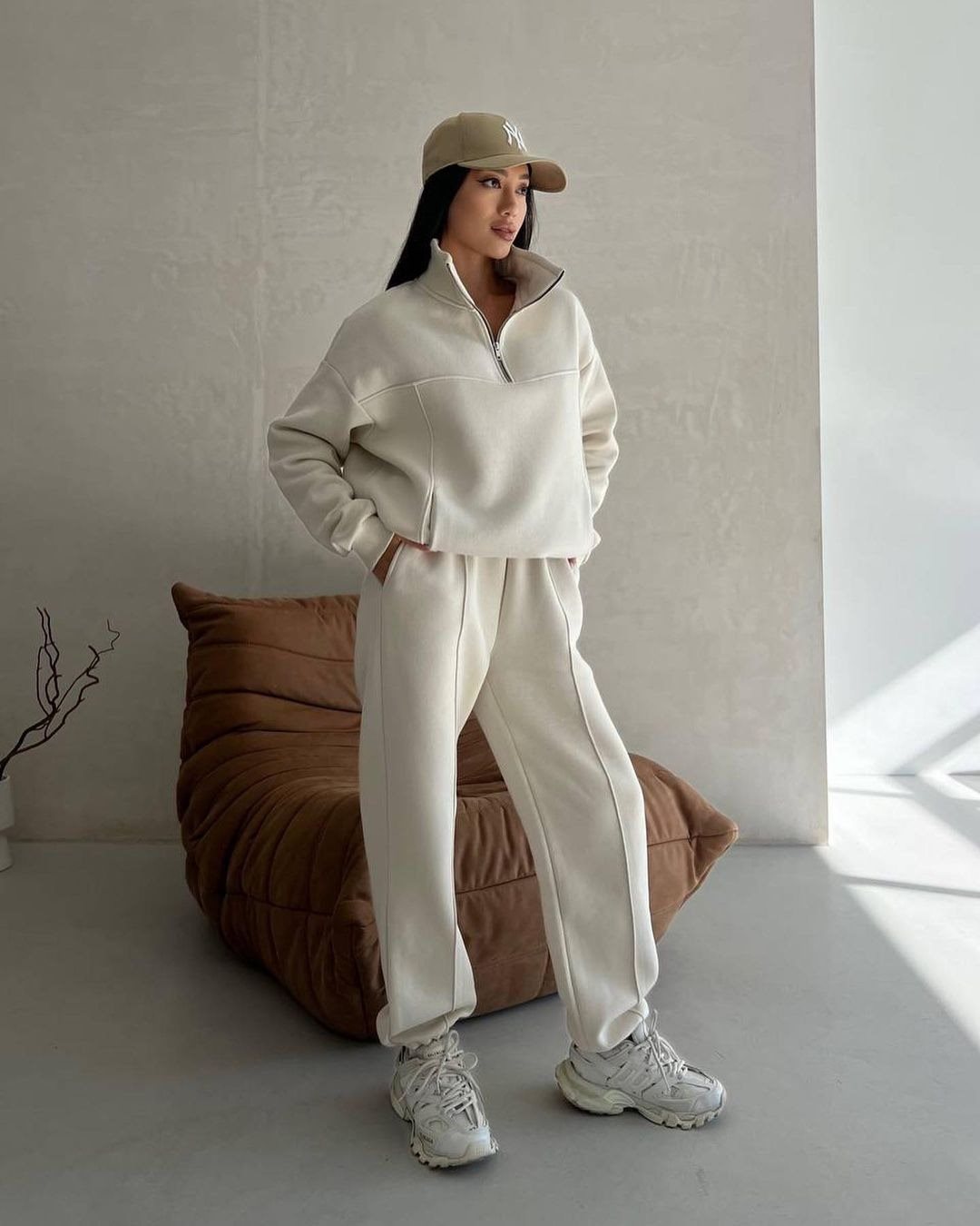Damen Sportliches Fleece-Kombinationsset mit Stehkragen Stalluxe