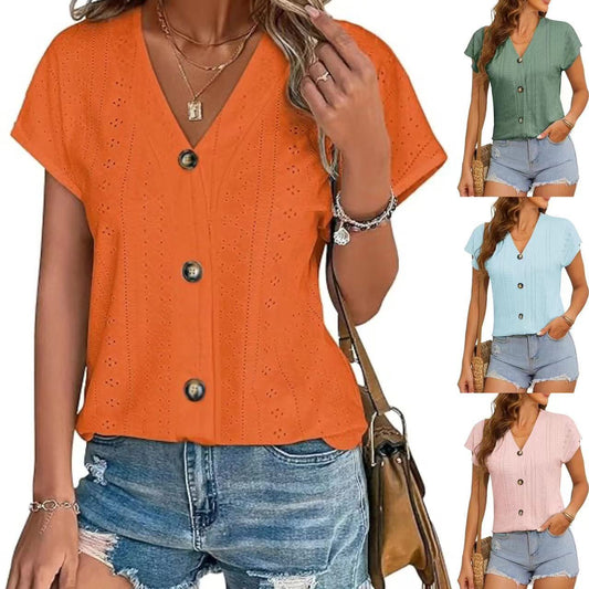 Damen genähte Bluse mit Knopfleiste Stalluxe