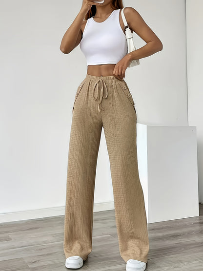 Damen weite Textilhosen mit Knopfdetails und Kordelzug Stalluxe