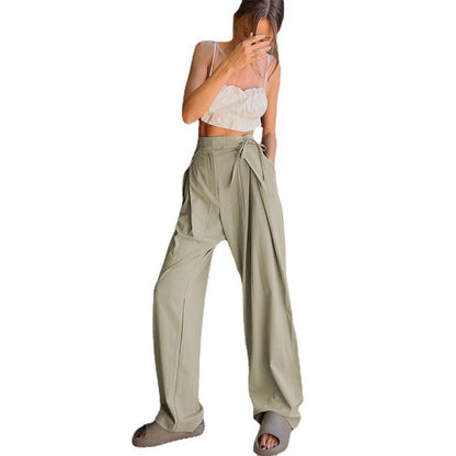 Damen Weitgeschnittene Chinohose mit seitlichem Bindegürtel Stalluxe