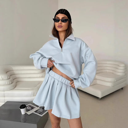 Damen lässig geschnittener Sweatpullover mit kurzem Reißverschluss und femininer Raffung Stalluxe