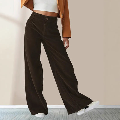 Damen Weit geschnittene Stoffhose mit eleganten Taschen Stalluxe
