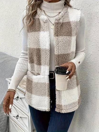 Damen Gemusterte Fleece-Weste mit praktischen Taschen Stalluxe