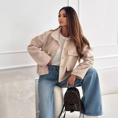 Damen Städtische Fleecejacke mit Taschen und dekorativen Knöpfen Stalluxe