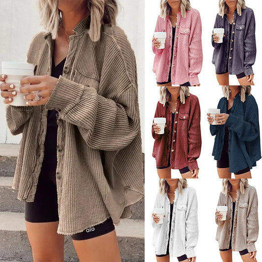 Damen lässige Baumwolljacke mit knöpfbarem Vorderteil und praktischen Taschen Stalluxe