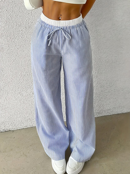 Damen weite Sommerhose mit elastischem Bund und Kordelzug Stalluxe