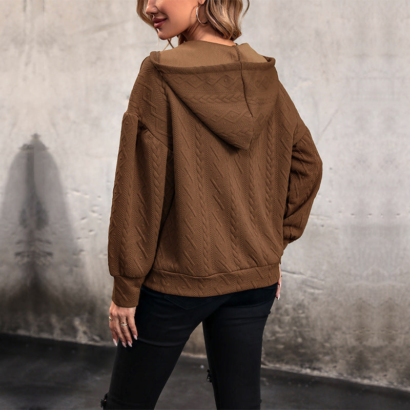 Damen Kapuzenpullover mit strukturiertem Zopfmuster Stalluxe