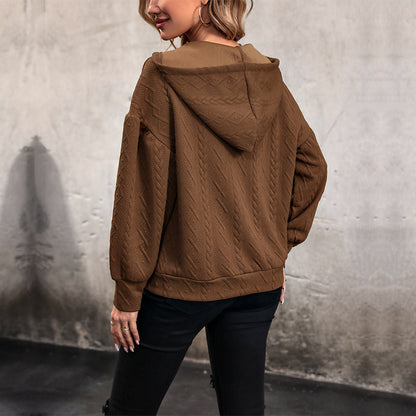 Damen Kapuzenpullover mit strukturiertem Zopfmuster Stalluxe
