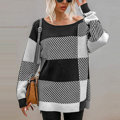 Damen Oversized Pullover mit geometrischem Muster und lässigem Schnitt Stalluxe