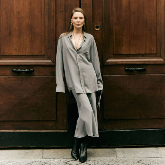 Damen stilvolles Oversized-Hemd und Palazzo-Hose-Set Stalluxe