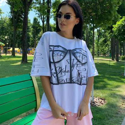 Damen oversized T-Shirt mit grafischem Aufdruck Stalluxe