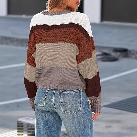 Damen Lockere gestreifte Strickpullover mit lässigem Schnitt Stalluxe