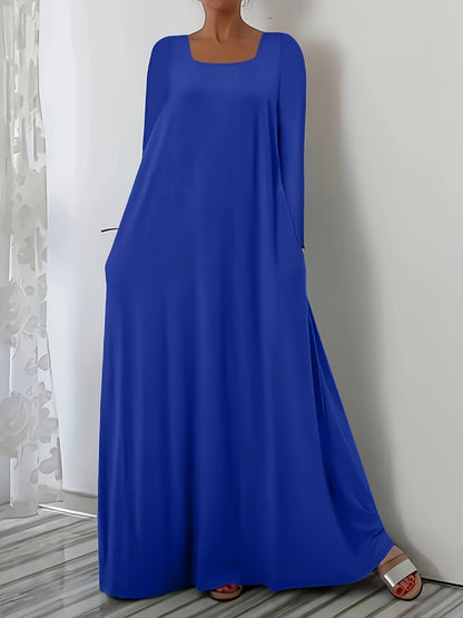 Damen Weit geschnittenes Maxikleid mit praktischen Taschen Stalluxe