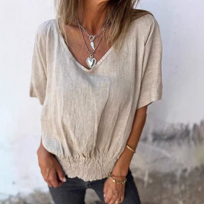 Damen Lässige Bluse mit elastischem Rüschensaum Stalluxe