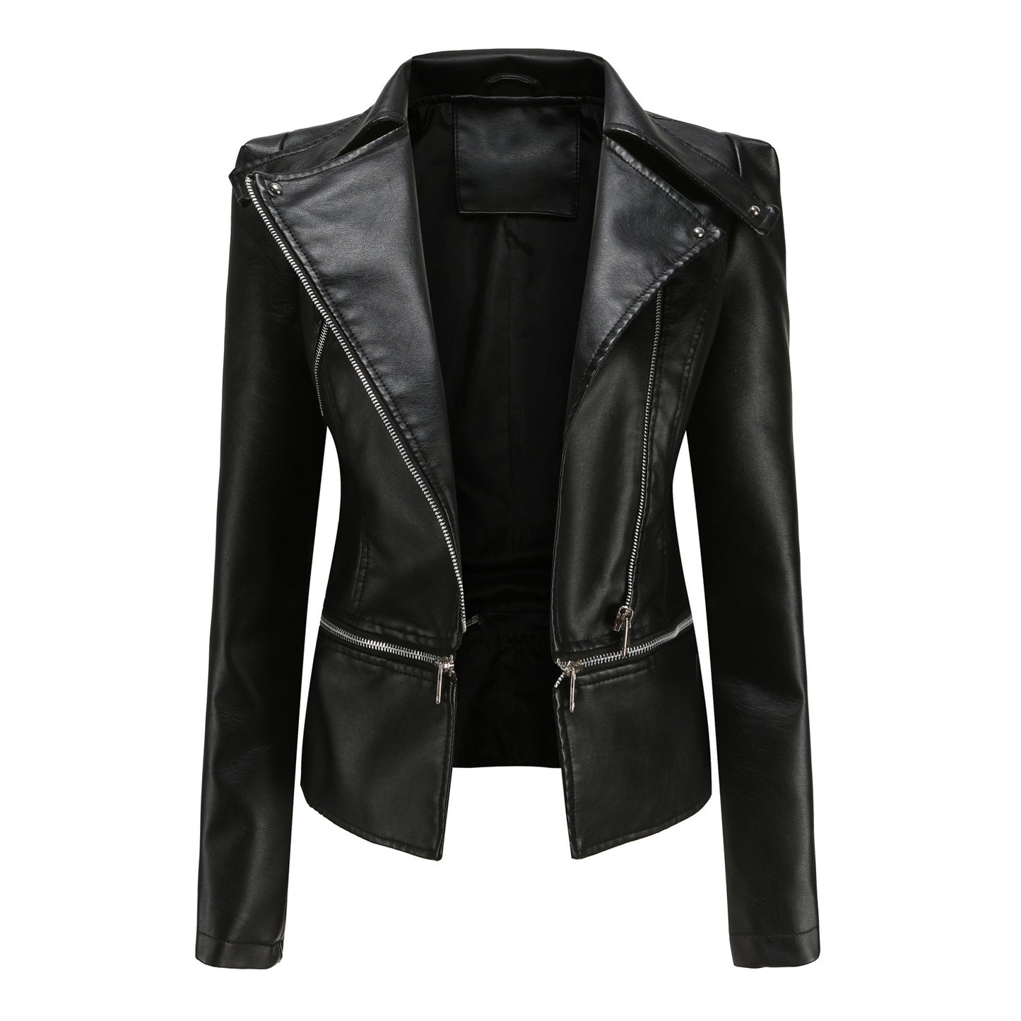 Damen Lederjacke mit asymmetrischem Reißverschluss und stilvollen Zipper-Details Stalluxe