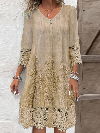 Damen luftiges Sommerkleid mit französischer Spitze Stalluxe