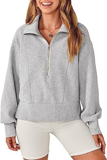 Damen Sportlicher Pullover mit Stehkragen und halbem Reißverschluss Stalluxe