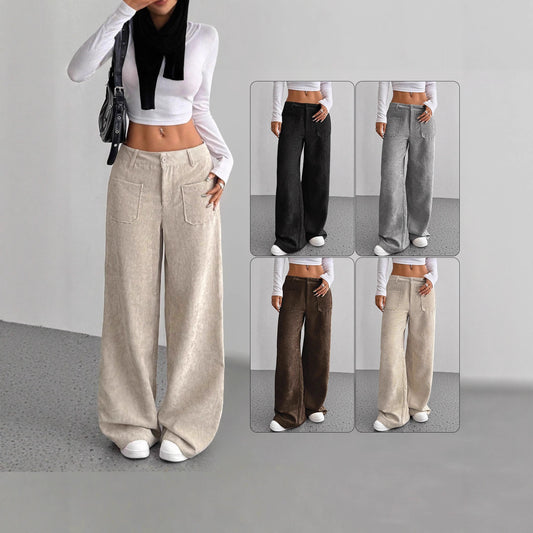 Damen weit geschnittene Cordhose mit praktischen Taschen Stalluxe
