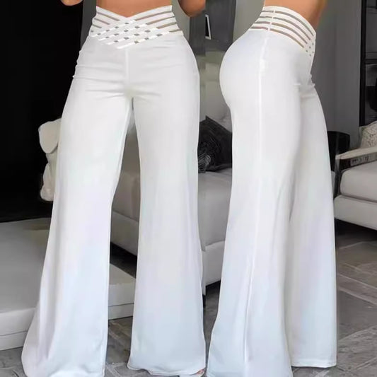 Damen weite Culotte-Hose mit modernem Cut-Out und elastischem Bund Stalluxe