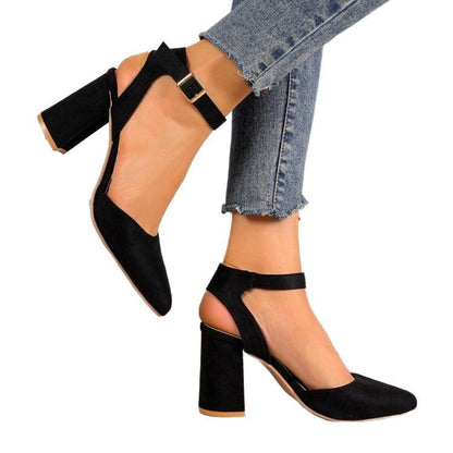 Damen elegante Slingback-Pumps mit Blockabsatz und verstellbarem Riemen Stalluxe
