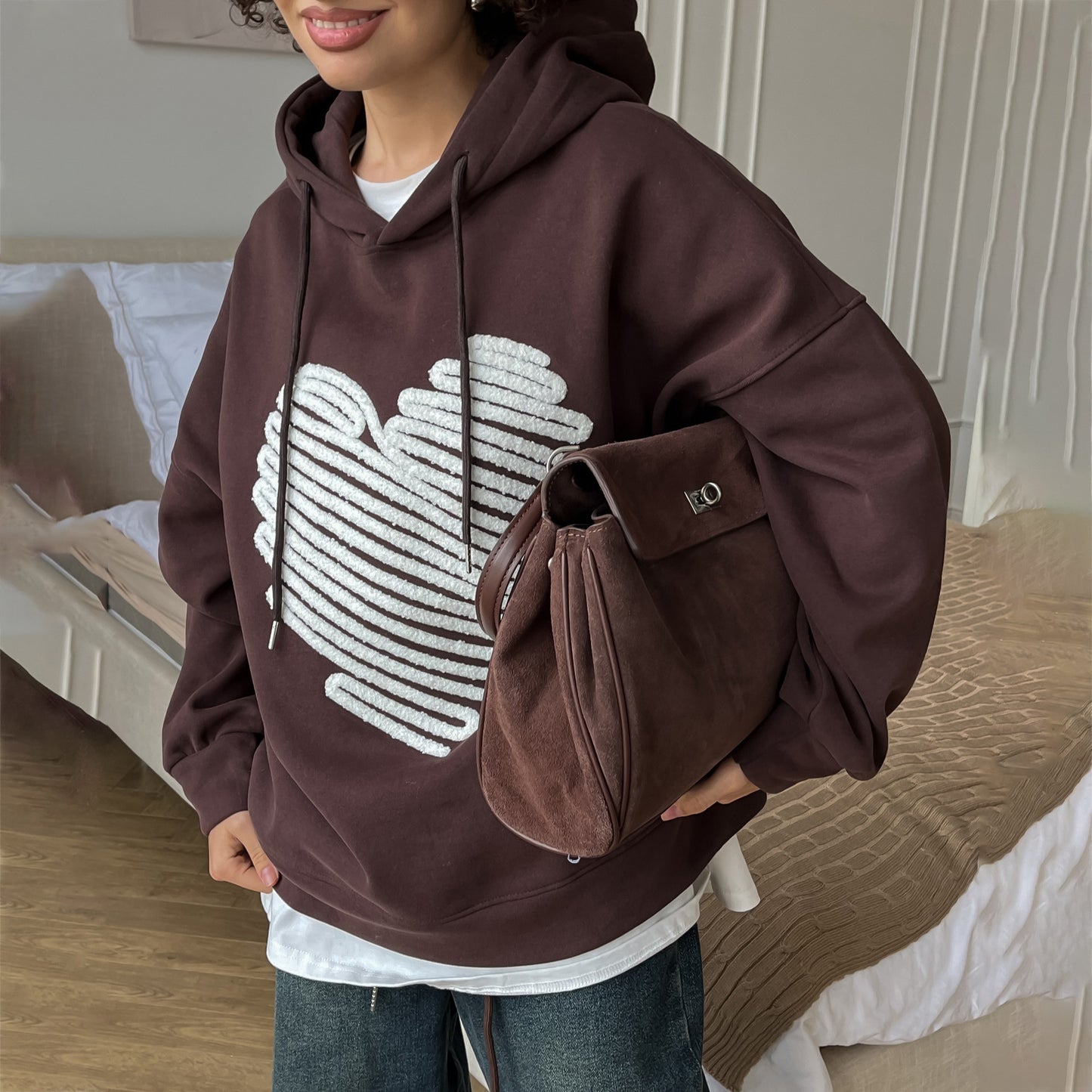 Damen Kapuzenpullover mit kreativem Herzdesign und lässigem Schnitt Stalluxe