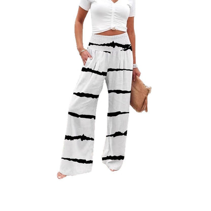 Damen Trendige Palazzo-Hose mit elastischem Bund und dekorativem Streifenmuster Stalluxe