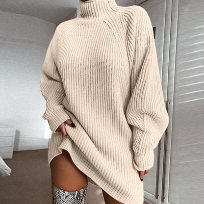 Damen Oversized Strickpullover mit hohem Kragen Stalluxe