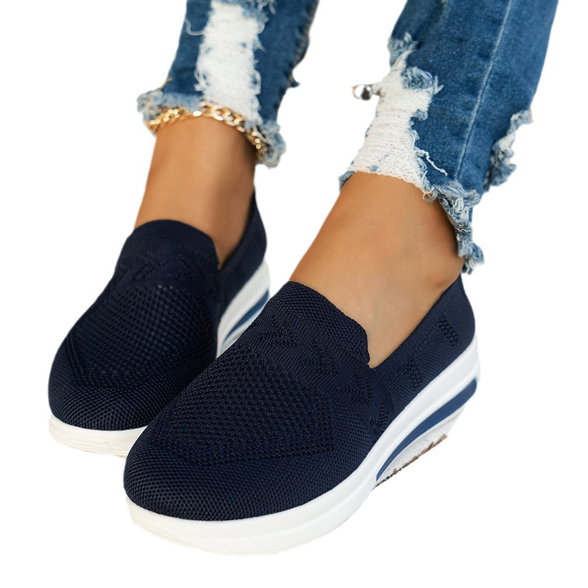 Damen Slip-On Sneakers mit atmungsaktivem Mesh-Obermaterial und gepolsterter Sohle Stalluxe
