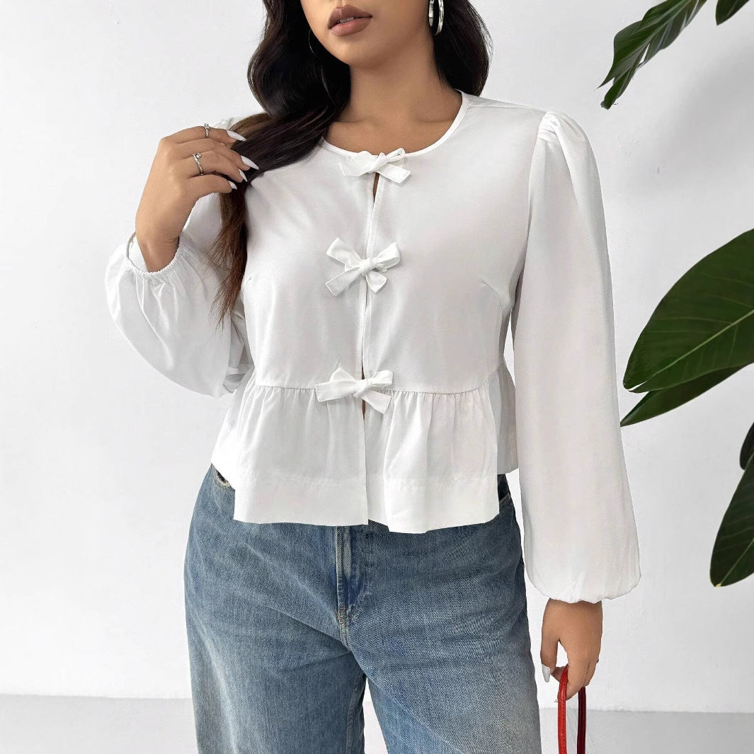 Damen Bluse mit romantischen Rüschendetails und Schleifen Stalluxe